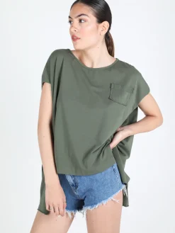 Solada T-shirt donna oversize con taschino