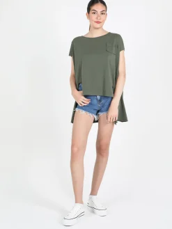 Solada T-shirt donna oversize con taschino