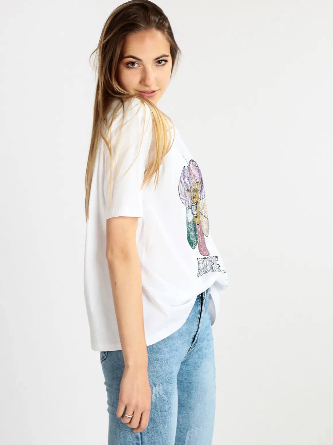 Solada T-shirt donna oversize con strass