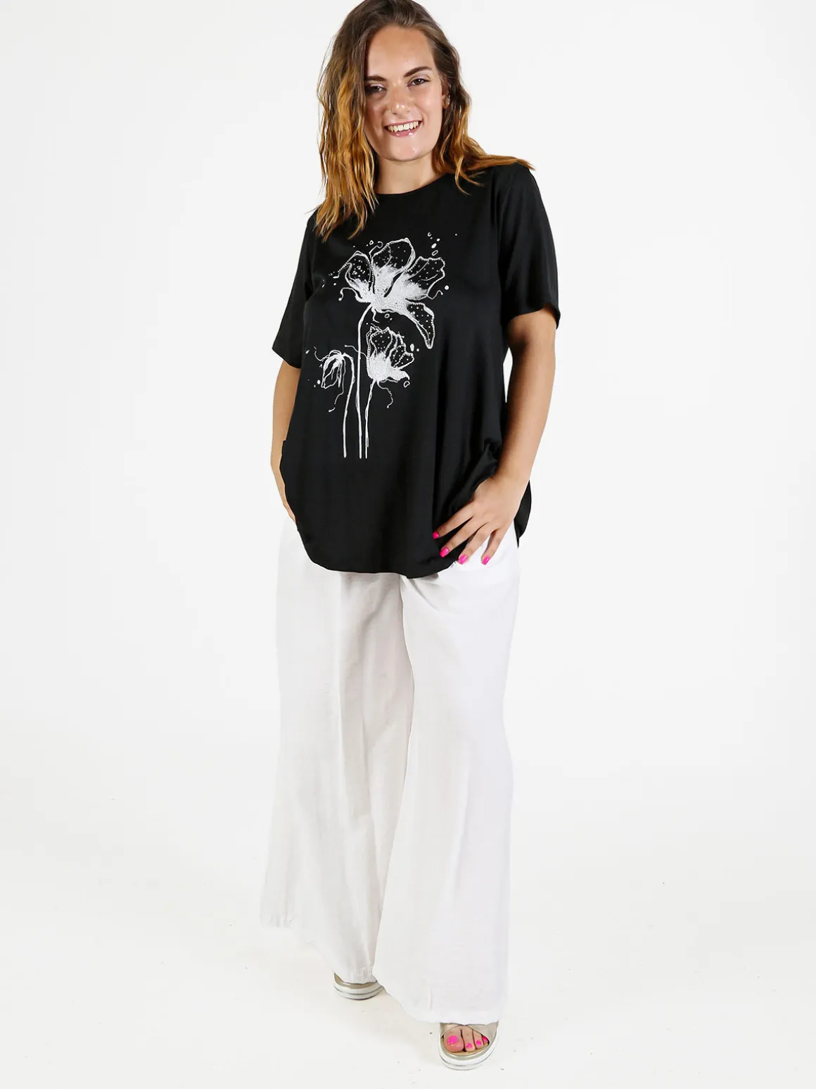 Solada T-shirt donna oversize con strass