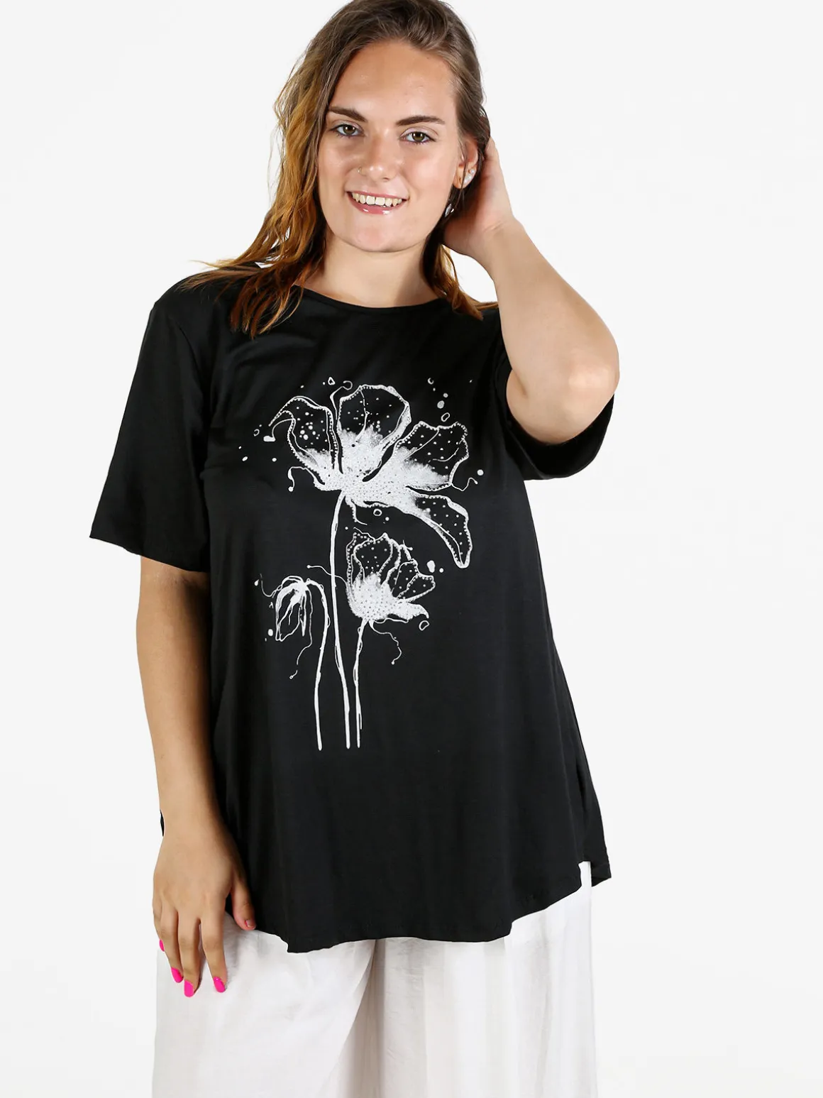 Solada T-shirt donna oversize con strass