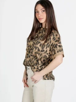 Solada T-shirt donna ovesize con stampa animalier