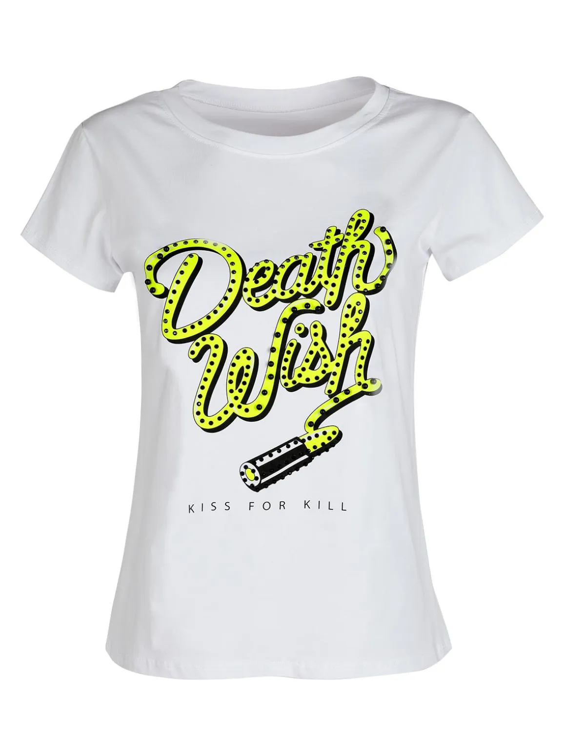 Solada T-shirt girocollo con borchie e strass