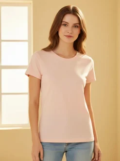 Solada T-shirt girocollo da donna in cotone - cipria