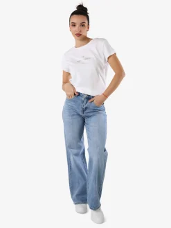 Solada T-shirt girocollo da donna in cotone con scritta - bianco