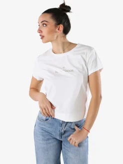 Solada T-shirt girocollo da donna in cotone con scritta - bianco