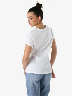 Solada T-shirt girocollo da donna in cotone con scritta - bianco