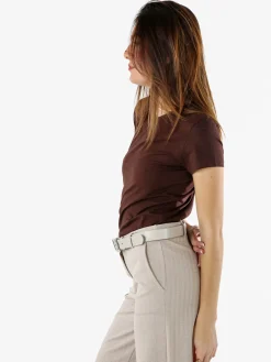 Solada T-shirt girocollo da donna in cotone - moro