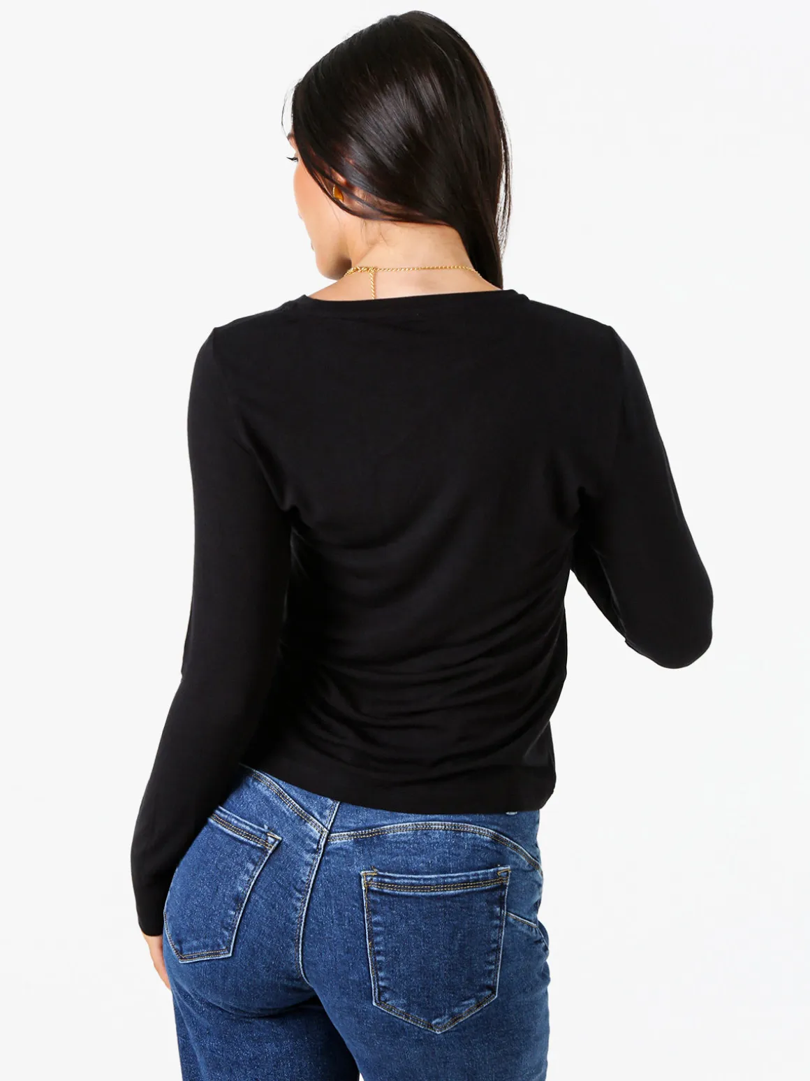 Solada T-shirt girocollo da donna a maniche lunghe - nero