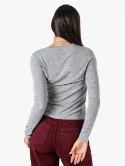 Solada T-shirt girocollo da donna a maniche lunghe - grigio