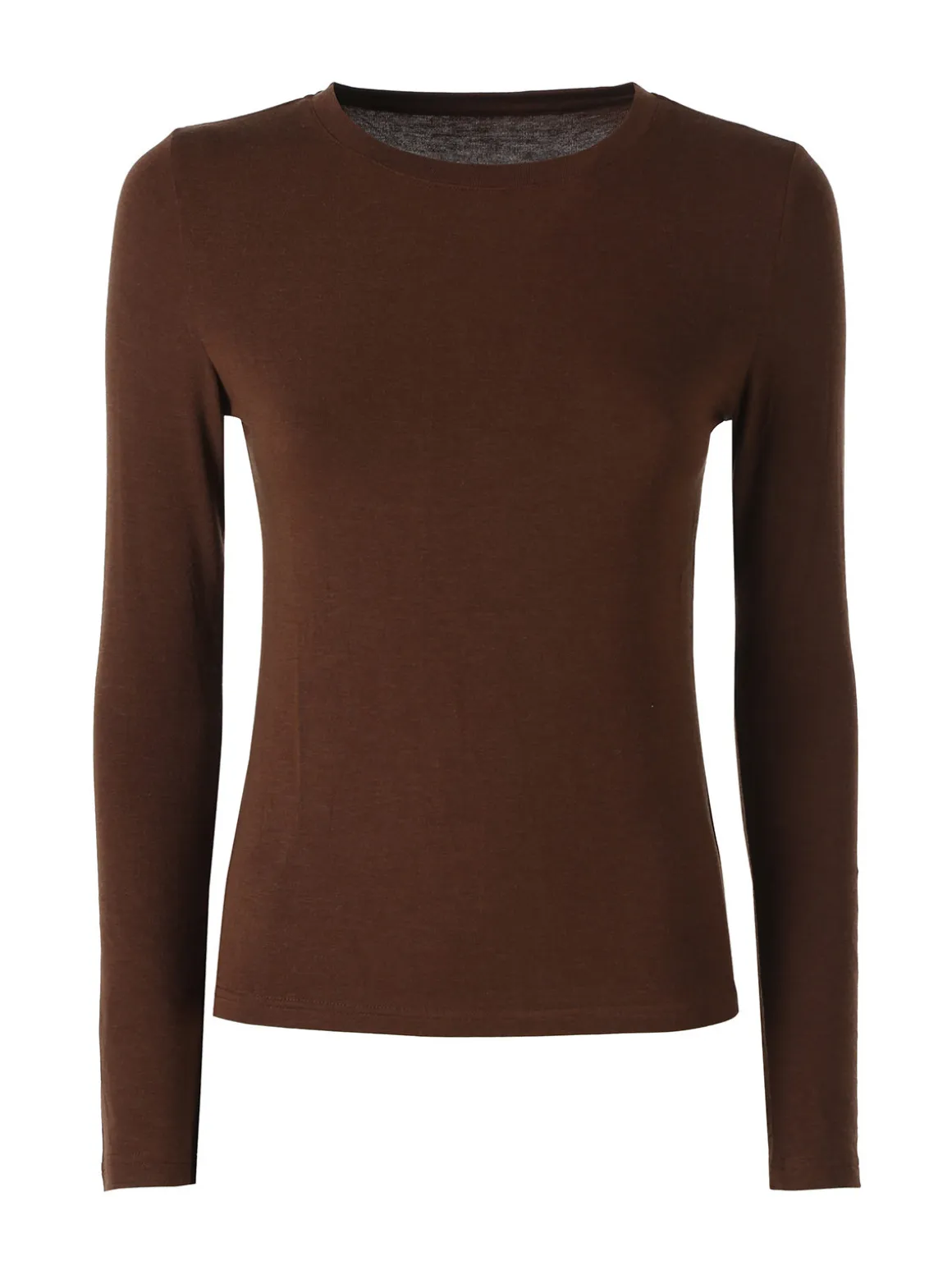 Solada T-shirt girocollo da donna a maniche lunghe - moro