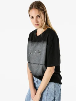 Solada T-shirt oversize da donna con lustrini e microborchie - nero