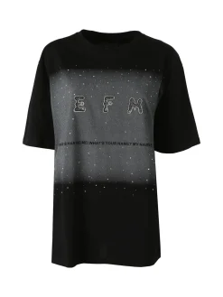 Solada T-shirt oversize da donna con lustrini e microborchie - nero