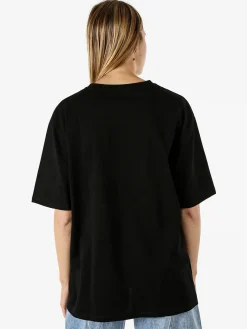 Solada T-shirt oversize da donna con lustrini e microborchie - nero