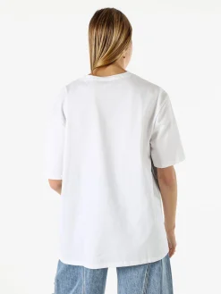 Solada T-shirt oversize da donna con lustrini e microborchie - bianco