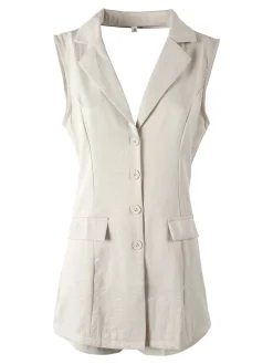Solada Tuta corta a gilet da donna con schiena scoperta - beige
