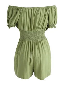 Solada Tuta jumpsuite corta da donna con scollo a barca - verde