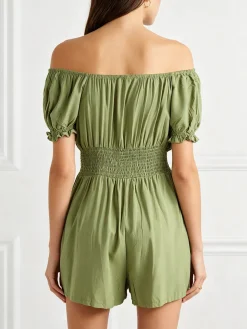 Solada Tuta jumpsuite corta da donna con scollo a barca - verde