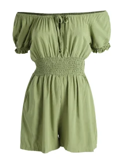 Solada Tuta jumpsuite corta da donna con scollo a barca - verde