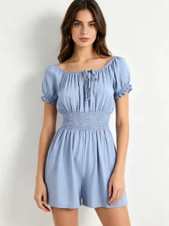Solada Tuta jumpsuite corta da donna con scollo a barca - blu