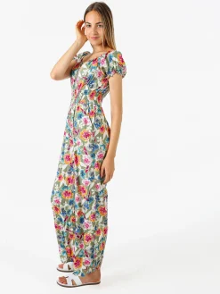 Solada Tuta jumpsuite da donna con stampa floreale e maniche corte - verde