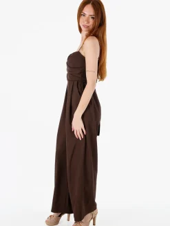 Solada Tuta jumpsuite da donna con spalline sottili e coppe imbottite - moro
