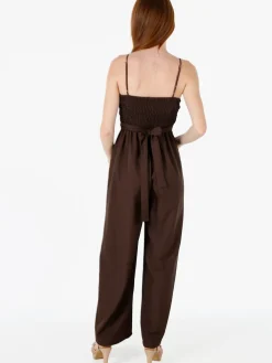 Solada Tuta jumpsuite da donna con spalline sottili e coppe imbottite - moro