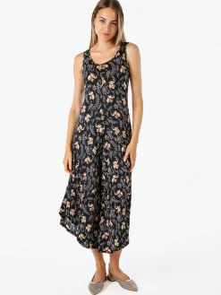 Solada Tuta jumpsuite da donna smanicata con stampe - nero