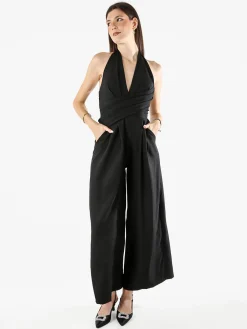 Solada Tuta jumpsuite da donna con coppe imbottite e allacciatura al collo - nero