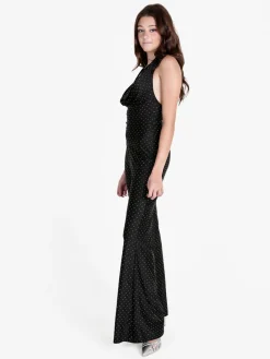 Solada Tuta jumpsuite elegante da donna con strass e scollo a cascata