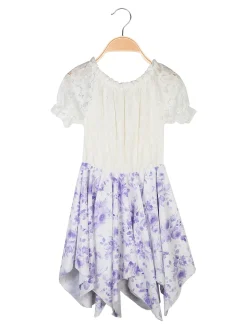 Solada Vestito da bambina in pizzo a maniche corte con borsetta