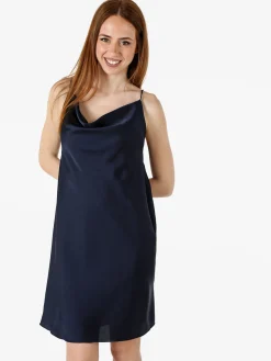 Solada Vestito da donna con spalline sottili e scollo a cascata - blu scuro