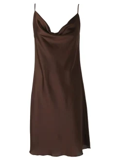 Solada Vestito da donna con spalline sottili e scollo a cascata - marrone