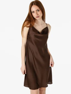 Solada Vestito da donna con spalline sottili e scollo a cascata - marrone