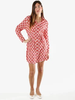 Solada Vestito donna a camicia con maniche lunghe - rosso