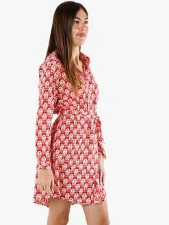 Solada Vestito donna a camicia con maniche lunghe - rosso