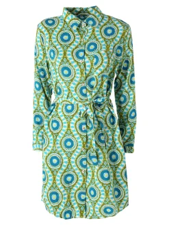 Solada Vestito donna a camicia con maniche lunghe e taschino - verde