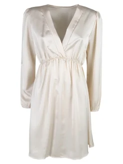 Solada Vestito donna a maniche lunghe con scollo a V - beige