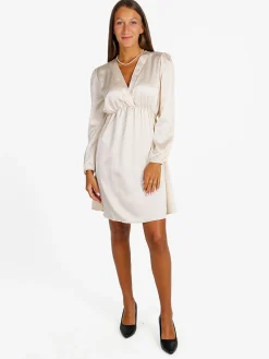 Solada Vestito donna a maniche lunghe con scollo a V - beige
