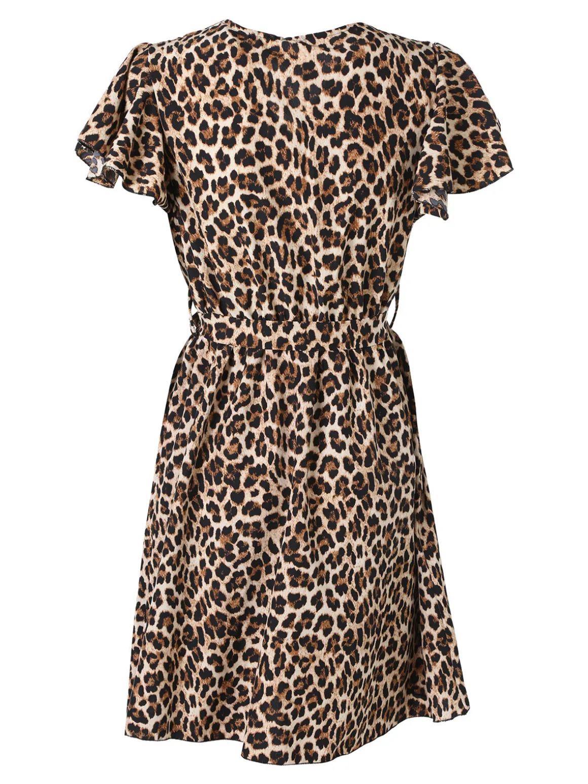 Solada Vestito donna animalier con maniche corte a volant - multicolore