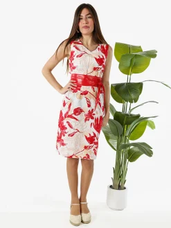 Solada Vestito donna a tubino senza maniche con stampa floreale - rosso
