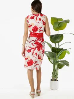 Solada Vestito donna a tubino senza maniche con stampa floreale - rosso