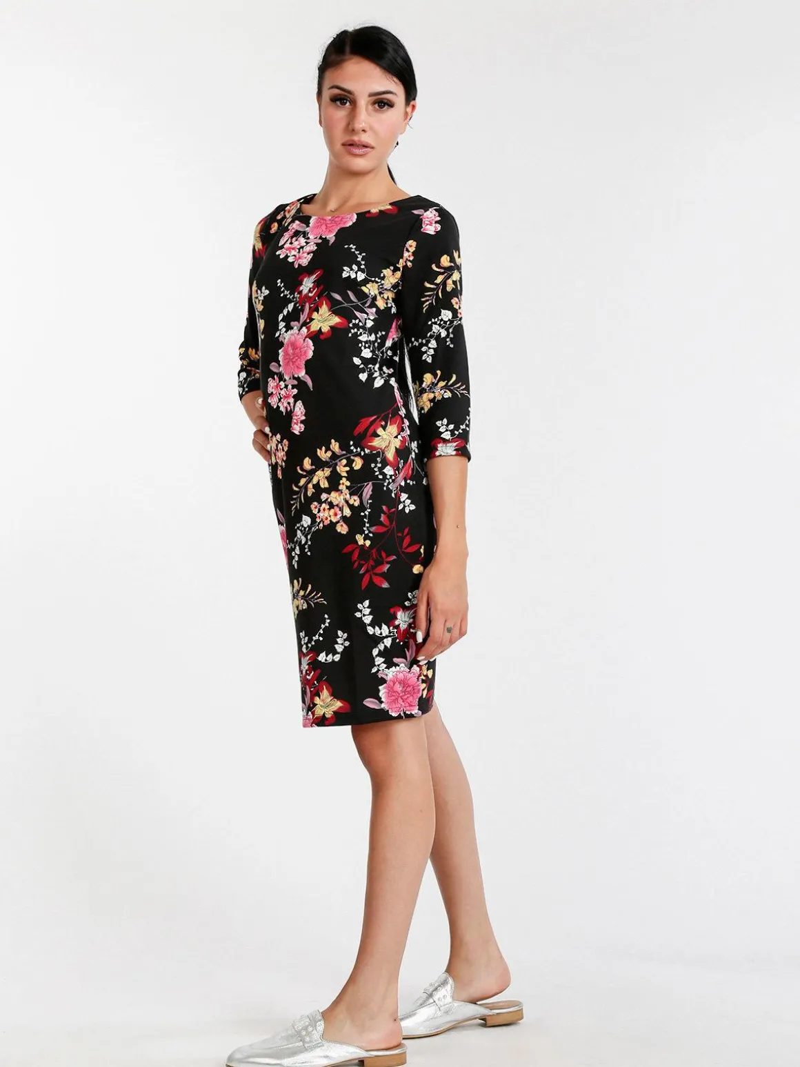 Solada Vestito donna fiorato con maniche 3/4
