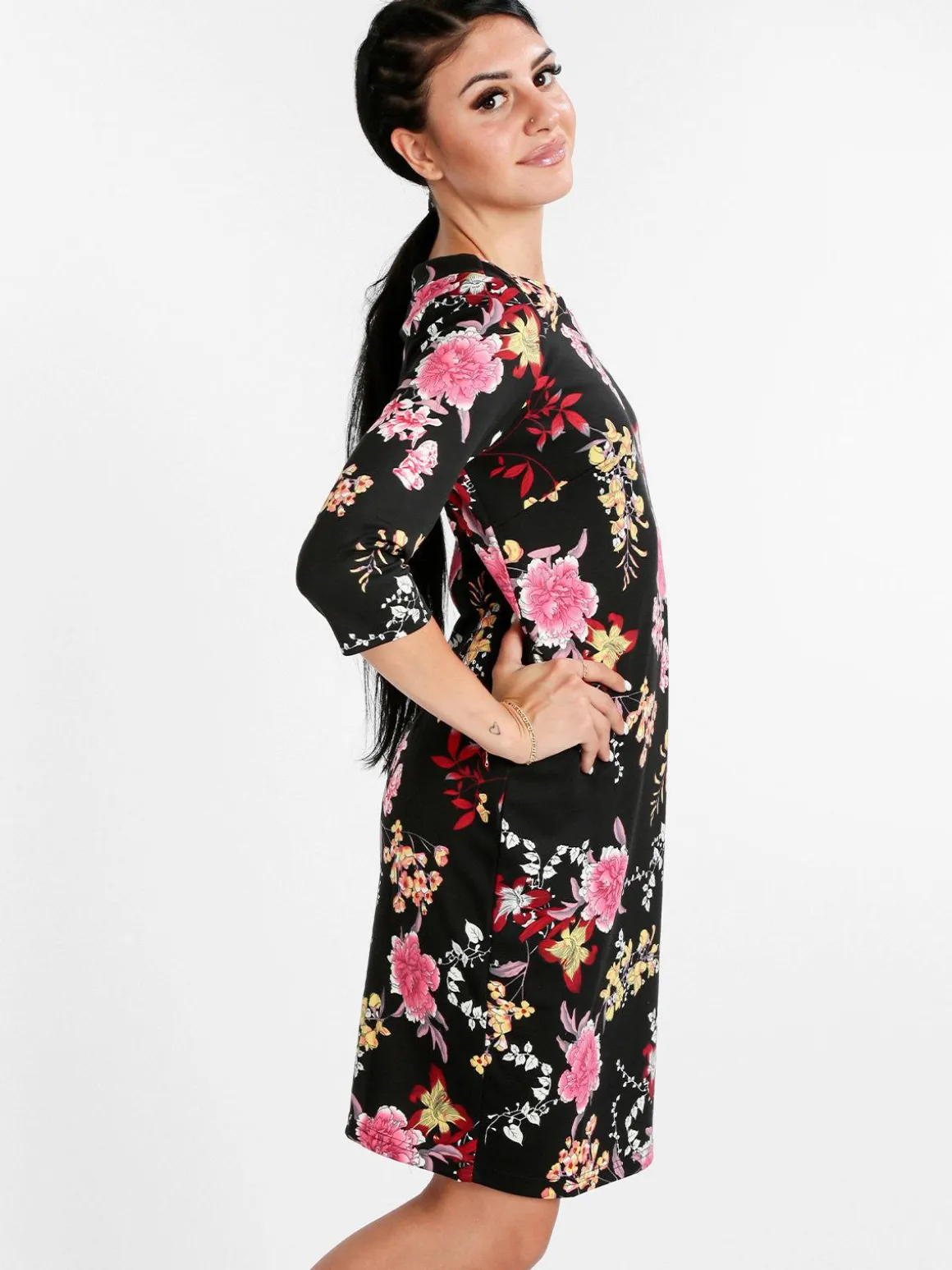 Solada Vestito donna fiorato con maniche 3/4