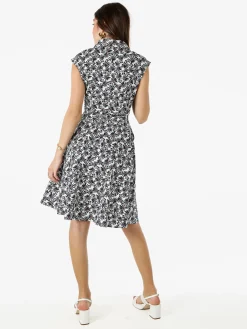Solada Vestito donna in cotone svasato senza maniche - blu scuro
