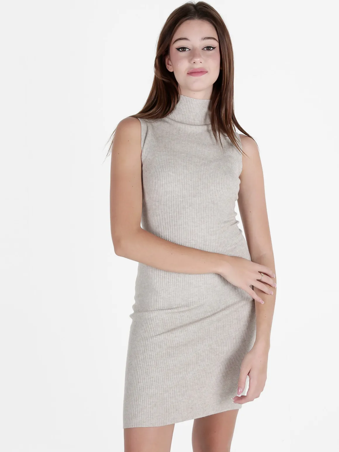 Solada Vestito donna in maglia senza maniche con collo a lupetto