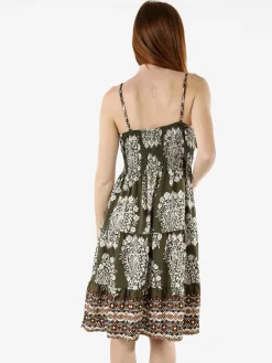 Solada Vestito donna in viscosa con spalline strette e stampe - militare