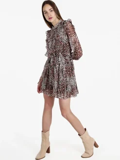 Solada Vestito donna maculato a maniche lunghe con rouge