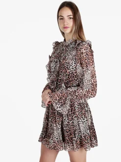Solada Vestito donna maculato a maniche lunghe con rouge