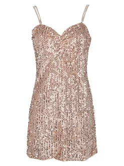 Solada Vestito donna midi in ciniglia con paillettes e spalline sottili